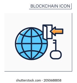Network access color icon. Cryptocurrency services and functions. Virtual wallet. Digital money, finance system. Digital asset. Isolated vector illustration