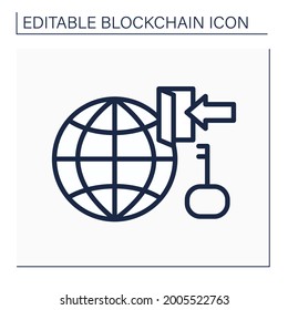 Network access line icon. Cryptocurrency services and functions. Virtual wallet. Digital money, finance system. Digital asset. Isolated vector illustration. Editable stroke