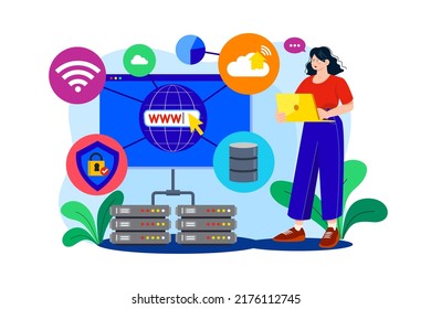 Network Administrator flat illustration concept on white background