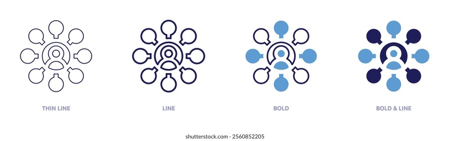 Network administrator icon in 4 different styles. Thin Line, Line, Bold, and Bold Line. Duotone style. Editable stroke.