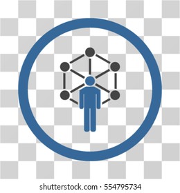 Network Administrator vector bicolor rounded icon. Image style is a flat icon symbol inside a circle, cobalt and gray colors, transparent background.