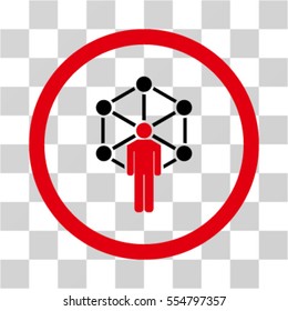 Network Administrator vector bicolor rounded icon. Image style is a flat icon symbol inside a circle, red and black colors, transparent background.