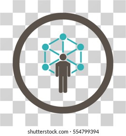 Network Administrator vector bicolor rounded icon. Image style is a flat icon symbol inside a circle, grey and cyan colors, transparent background.