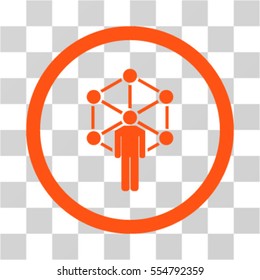 Network Administrator vector rounded icon. Image style is a flat icon symbol inside a circle, orange color, transparent background.