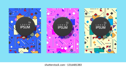  Network of advertising banners with a circle .Modern banners with geometric shapes .Magazine- leaflet- sale.