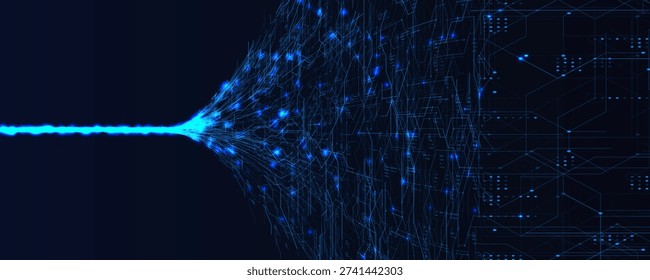 Network Ai Tech Line Background Data Flow Line Stream Llm Artificial Intelligence Model BG. Neural Complex Language Algorithm Network. Future Science Digital Technology Concept. Vector Illustration