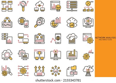 Network Analysis Duotone Icons Set Design