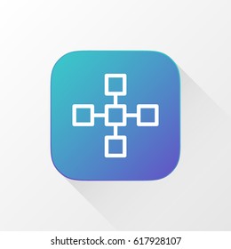 Network application for mobile phone. Line flat vector icon, button and website design. Illustration isolated on white background. EPS 10 design, logo, app, infographic.