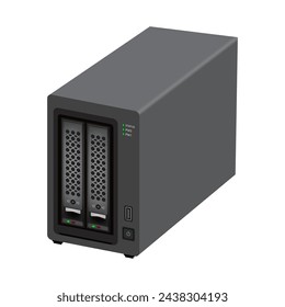 Network attached storage on white background. 3D Vector illustration.