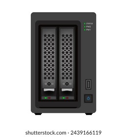 Network attached storage on white background. 3D Vector illustration.