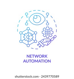 Network automation blue gradient concept icon. Artificial intelligence task management. System server administration. Round shape line illustration. Abstract idea. Graphic design. Easy to use
