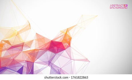 Network background abstract. Connect technology business concept of line grid triangle structure on white background. Global internet communication colorful tech backdrop. Vector illustration EPS 10.
