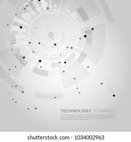 Network background with big circle connected lines.