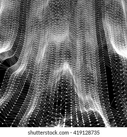 Network Background. Connection Structure. Wireframe Polygonal Vector Illustration. 3D Technology Style. Cobweb Or Spider Web. 