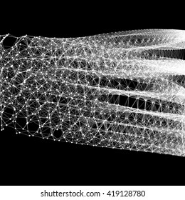 Network Background. Connection Structure. Wireframe Polygonal Vector Illustration. 3D Technology Style. Cobweb Or Spider Web. 