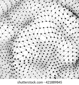 Network Background. Connection Structure. Wireframe Polygonal Vector Illustration. 3D Technology Style. Cobweb Or Spider Web. 