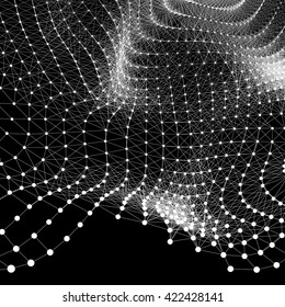 Network Background. Connection Structure. Wireframe Polygonal Vector Illustration. 3D Technology Style. Cobweb Or Spider Web. 