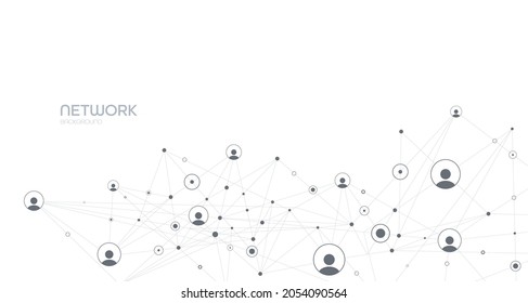 Network background. Connections with points, lines, and people icons. Vector illustration