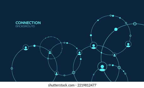 Network background. Connections with points, lines, and people icons. Vector illustration