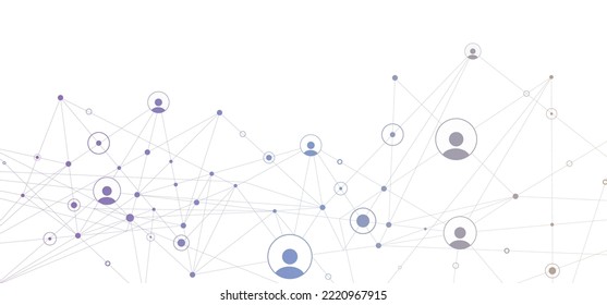 Fondo de red. Conexiones con puntos, líneas e iconos de personas. Antecedentes de la tecnología de vectores