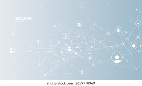 Network background. Connections with points, lines, and people icons. Vector technology background