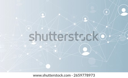Network background. Connections with points, lines, and people icons. Vector technology background