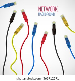 Network Background. Patch Cord. Network Connection. Internet. Abstract Colorful Wire Background. Ethernet For Enterprise Networks. Vector Illustration