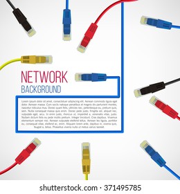 Network Background. Patch Cord. Network Connection. Internet. Abstract Colorful Wire Background. Ethernet For Enterprise Networks. Vector Illustration