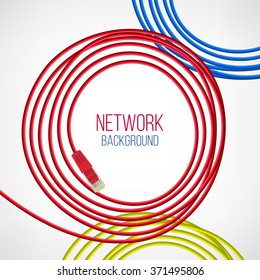 Network Background. Patch Cord. Network Connection. Internet. Abstract Colorful Wire Background. Ethernet For Enterprise Networks. Vector Illustration