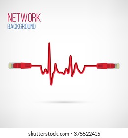 Network Background. Patch Cord. Network Connection. Internet. Abstract Colorful Wire Background. Ethernet For Enterprise Networks. Vector Illustration