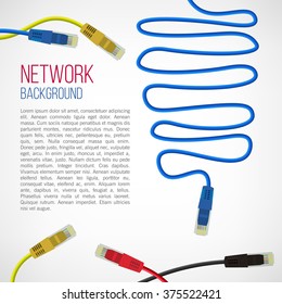 Network Background. Patch Cord. Network Connection. Internet. Abstract Colorful Wire Background. Ethernet For Enterprise Networks. Vector Illustration