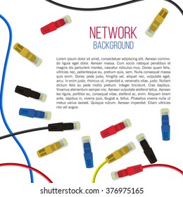Network Background. Patch Cord. Network Connection. Internet. Abstract Colorful Wire Background. Ethernet For Enterprise Networks. Vector Illustration