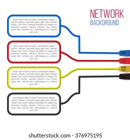 Network Background. Patch Cord. Network Connection. Internet. Abstract Colorful Wire Background. Ethernet For Enterprise Networks. Vector Illustration