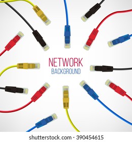 Network Background. Patch Cord. Network Connection. Internet. Abstract Colorful Wire Background. Ethernet For Enterprise Networks. Vector Illustration