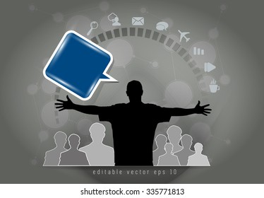 Network background and social media, communication icons