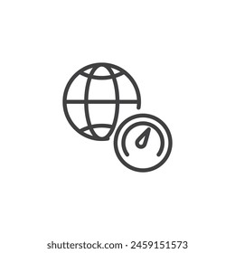 Icono de línea de medición de ancho de banda de red. signo de estilo lineal para concepto móvil y Diseño web. Icono de Vector de esquema de prueba de velocidad de conexión a Internet. Símbolo, ilustración del logotipo. Vector gráfico