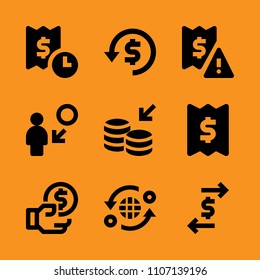 network, banking, exchange and bill icon set. Vector illustration for web and design.