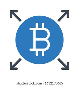 network bitcoin vector glyph color icon 