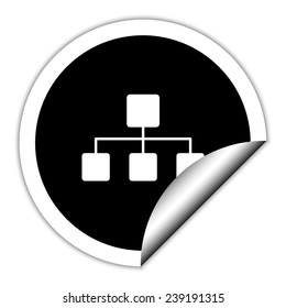 Network - black vector icon. Round sticker.