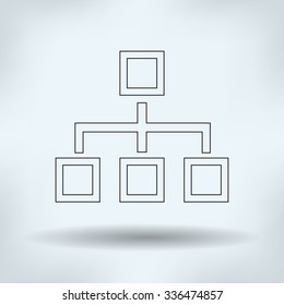 Network block diagram. Black outline flat icon 