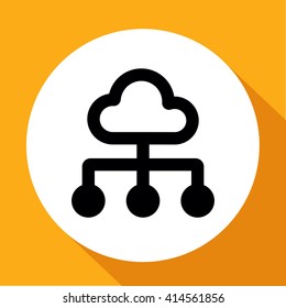 Network block diagram. Black outline flat icon 