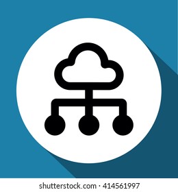 Network block diagram. Black outline flat icon 