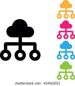 Network block diagram. Black outline flat icon 
