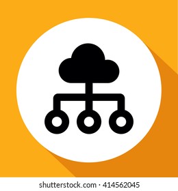 Network block diagram. Black outline flat icon 