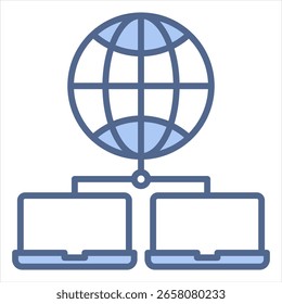 Ilustración vectorial de icono azul de red