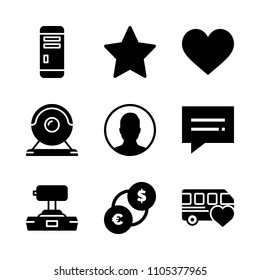 network, blue, phone and front icons in Web vector set. Graphics for web and design