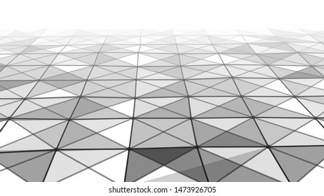 Network of bright connected dots, lines and triangles. Wave of gradient dots on white background. Abstract digital background. Futuristic vector illustration.