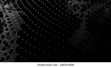 Network of bright connected dots and lines. Gradient wave. Abstract digital background. Futuristic vector illustration.