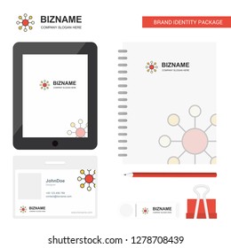Network Business Logo, Tab App, Diary PVC Employee Card and USB Brand Stationary Package Design Vector Template