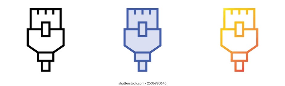 network cable icon. Linear, Blue Fill and Gradient Style Design Isolated On White Background